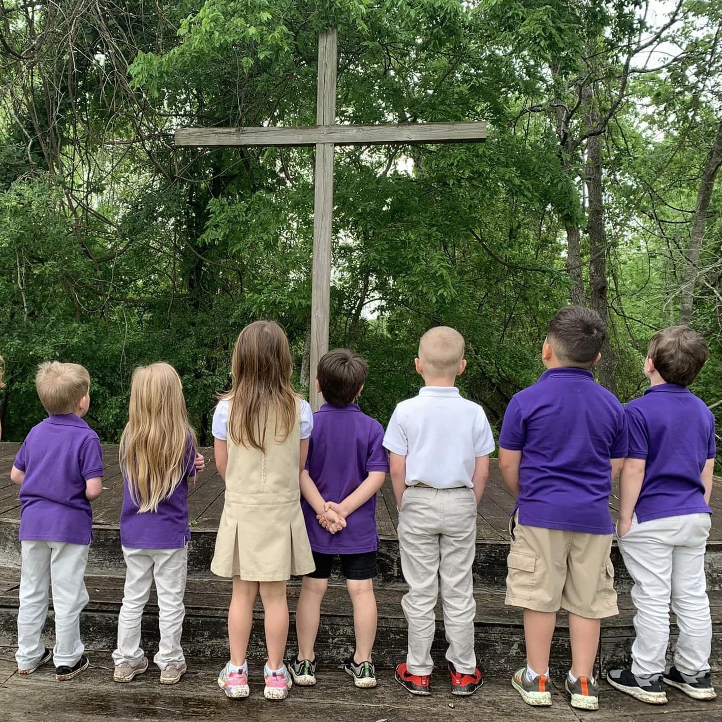 Citadel Christian School students at the cross